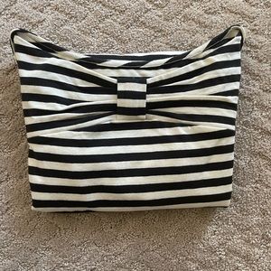 kate spade black white stripe bow shirt